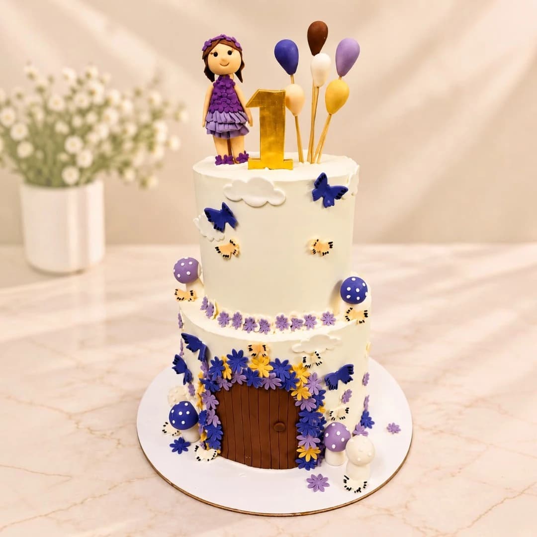 Fairy Garden 1st Birthday Cake