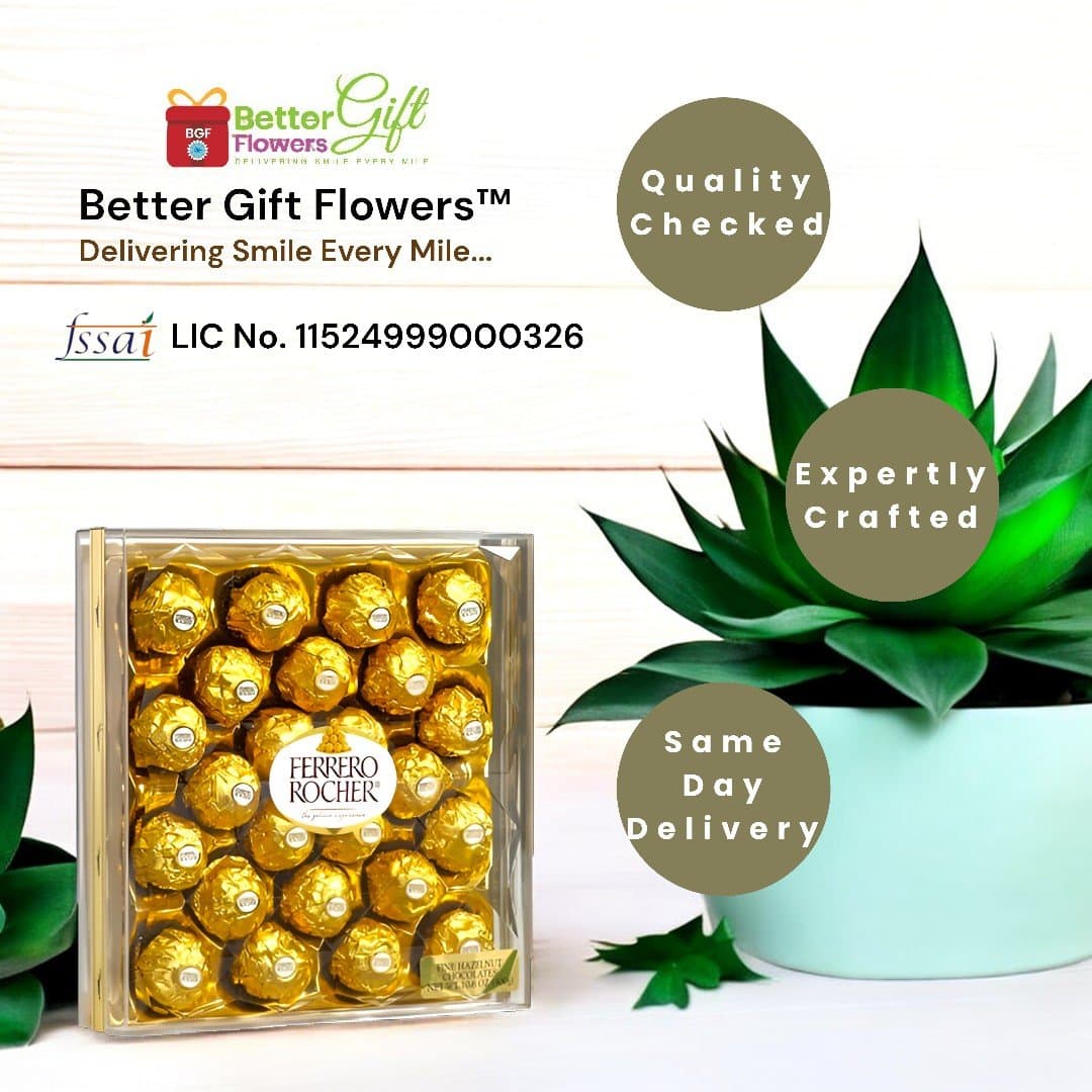 BetterGiftFlowers quality checked Ferrero Rocher chocolates in the Loads of Love gift combo.