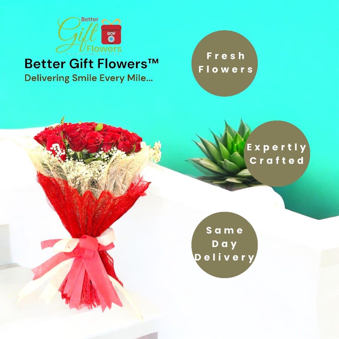 Better Gift Flowers Sweet Token Of Love – Expertly Crafted Red Roses Bouquet for Same-Day Delivery