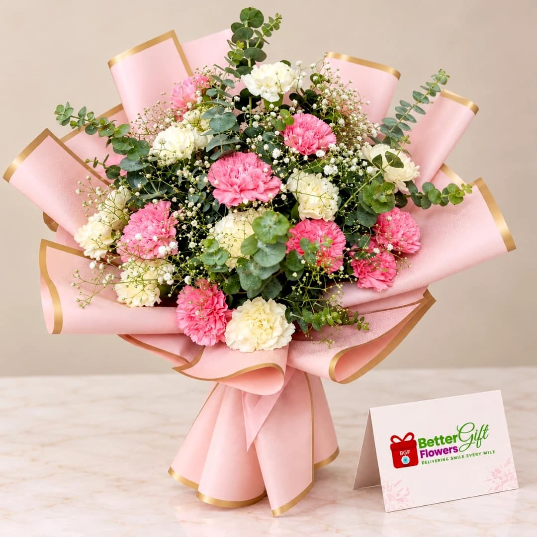 Pink and White Carnation Bouquet