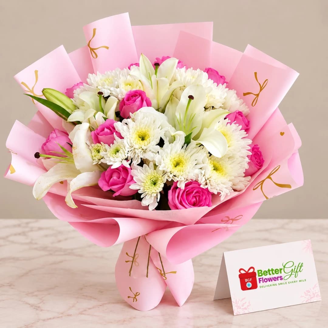 Pink Rose & Lily Bouquet