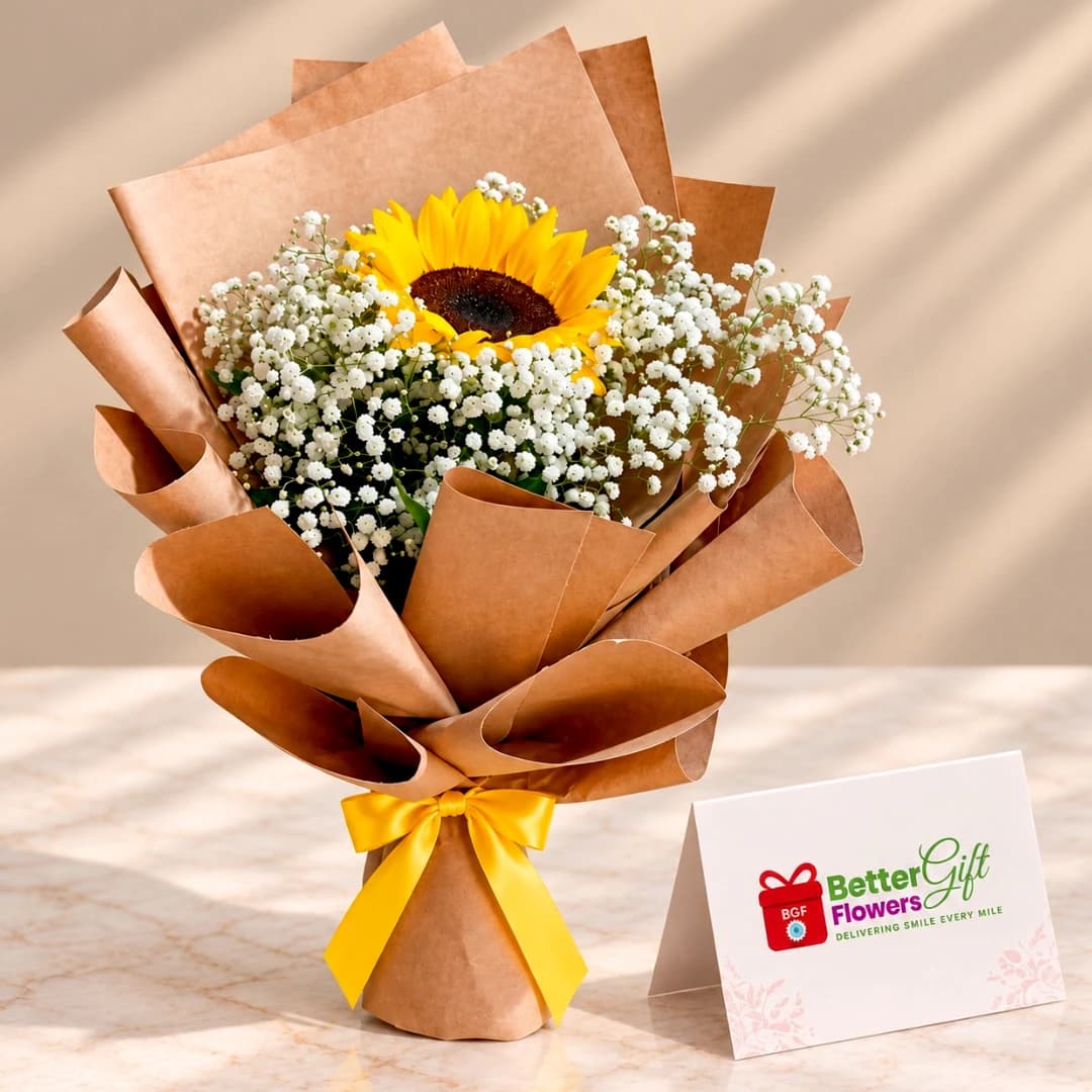 Sunflower Baby’s Breath Bouquet