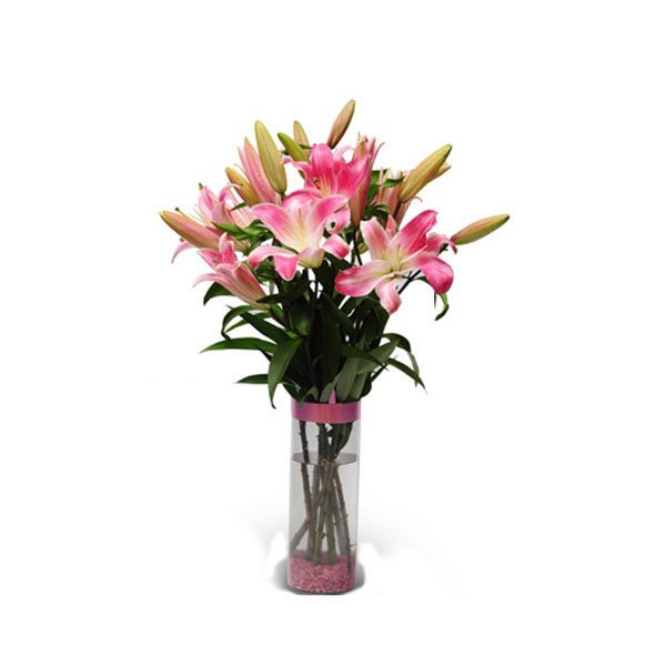 order lilies in a glass vase online