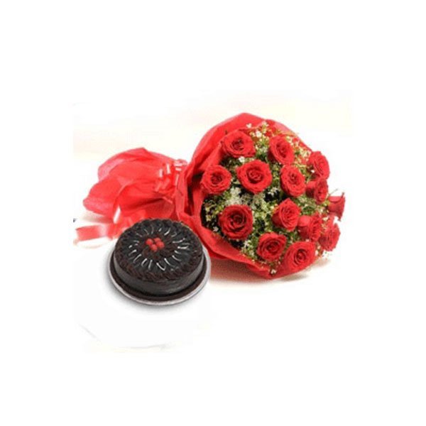 order Red Roses & Chocolate Cake online