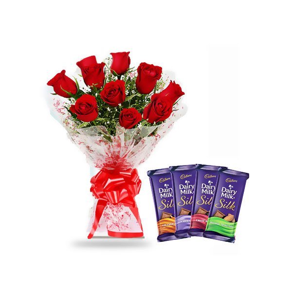 order roses and dairy milk silk chocolate online