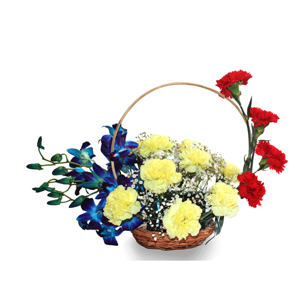 orchid and carnations flower basket