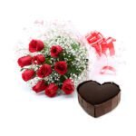 roses and heart shape cake online delivery