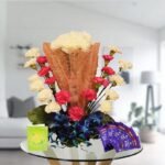 mix flower arrangement and chooclates