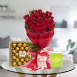 red rose bouquet and ferrero rocher