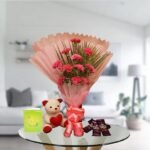 pink carnations teddy chocolates