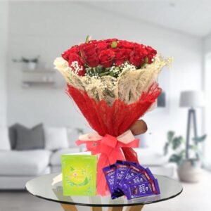 Rose Bouquet and Dairy Milk Chocolates
