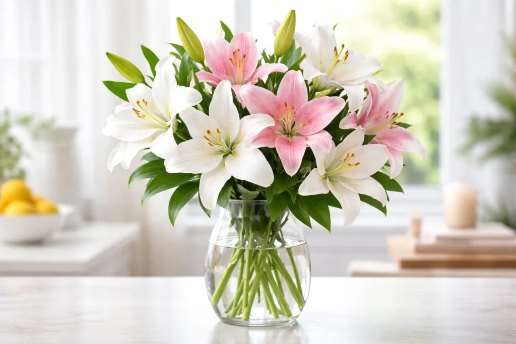 white lilies in a vase by BetterGiftFlowers
