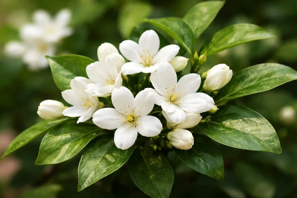 White jasmine flowers symbolizing love and purity, national flower of Indonesia