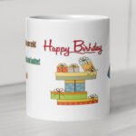 Back view of BetterGiftFlowers Happy Birthday Message Mug showcasing vibrant birthday messages.